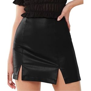 High Waist Faux Leather skirt Black